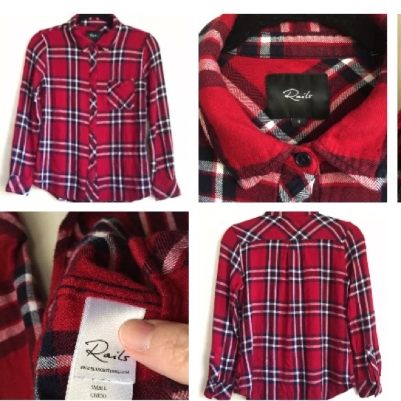 Rails (Sm) Hunter Plaid Carmine Red Flannel Shirt - Picture 2 of 6
